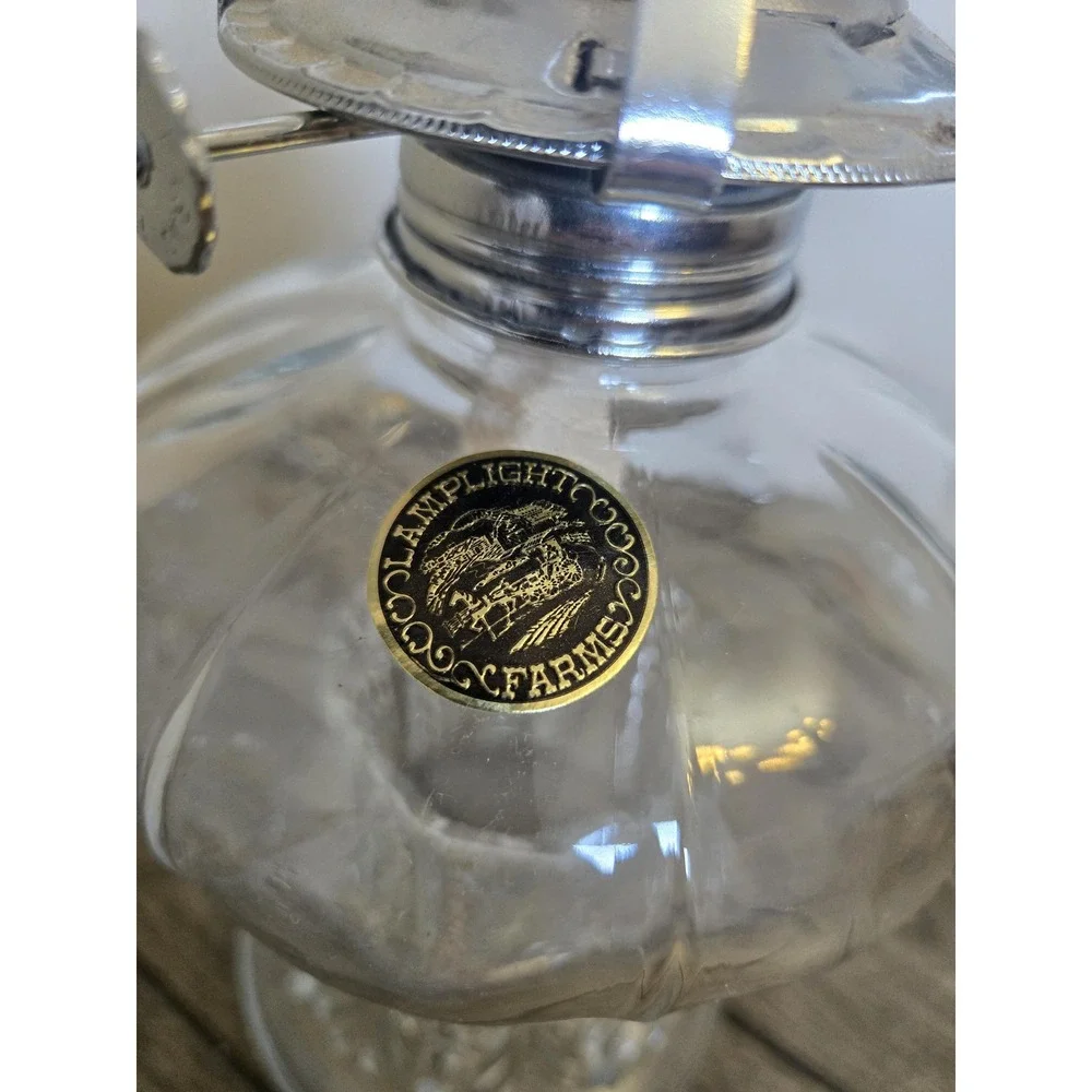 Vintage Lamplight Farms Clear Cut Glass Oil Lamp 17.5